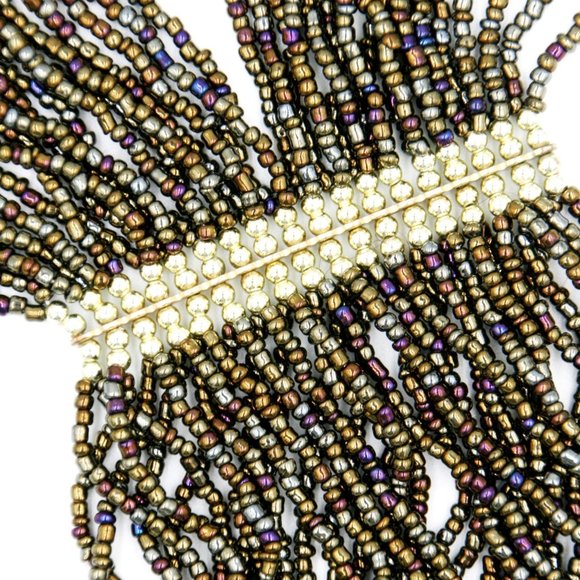 Brown & Gold Multicolored Beaded Necklace - Picture 3 of 5